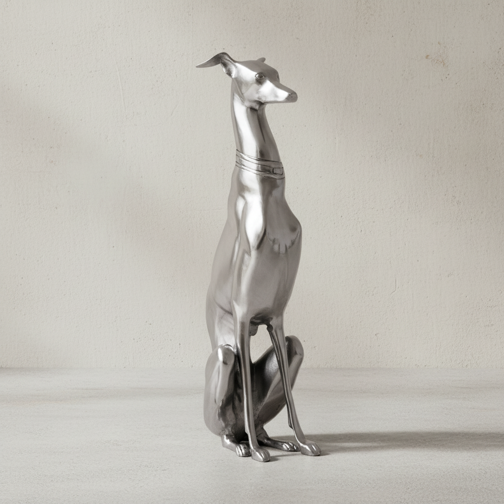 Handgefertigte Aluminium Skulptur eines Windhundes_ 18x70 cm_ detaillierte Formgebung_ robust und langlebig für stilvolle Dekoration - KADIMA DESIGN_Größe_ 18x25x70 cm_