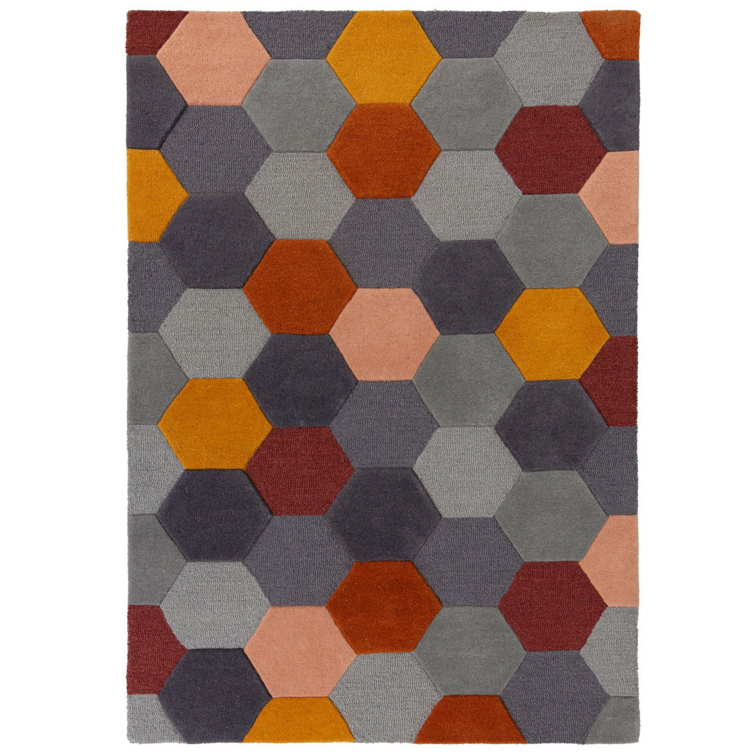 Handgetufteter Premium-Wollteppich mit Hexagon-Muster - Kollektion DEBEN RYAN von Kadima Design_Multi_