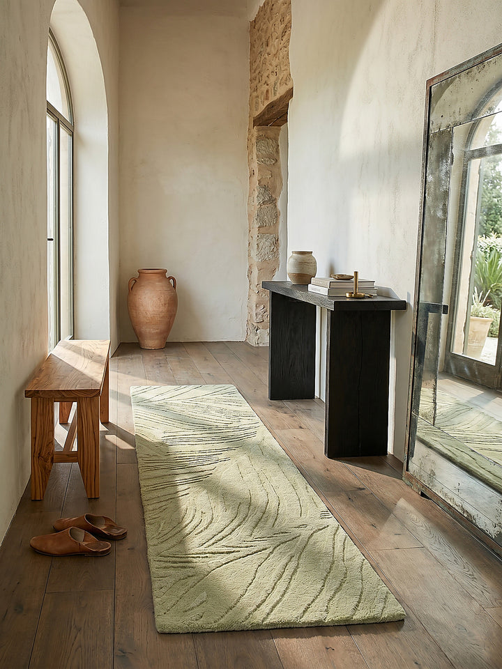 Teppich Grün-Beige Läufer im modernen Wohnzimmer_