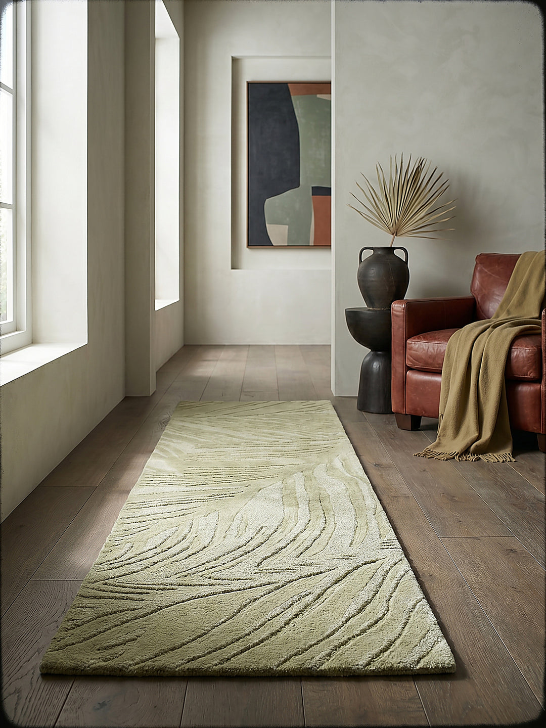 Teppich Grün-Beige Textur Nahaufnahme_