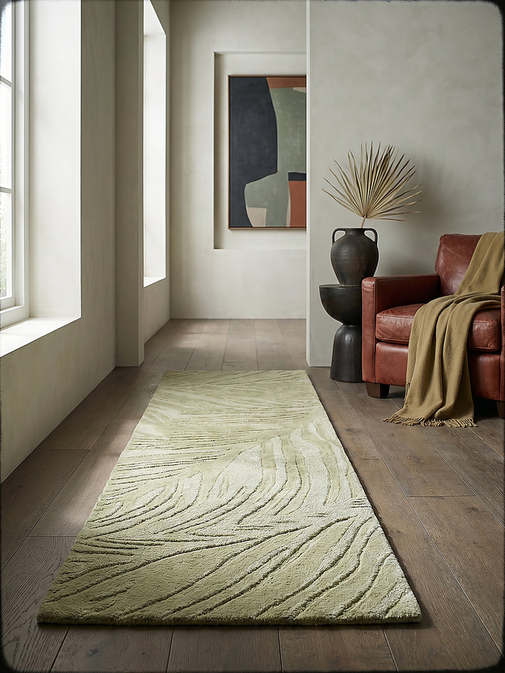 Teppich Grün-Beige Textur Nahaufnahme_