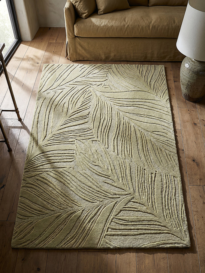 Teppich Grün-Beige rechteckig Draufsicht_