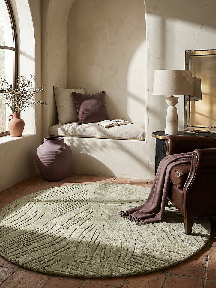 Teppich Grün-Beige Textur Nahaufnahme_
