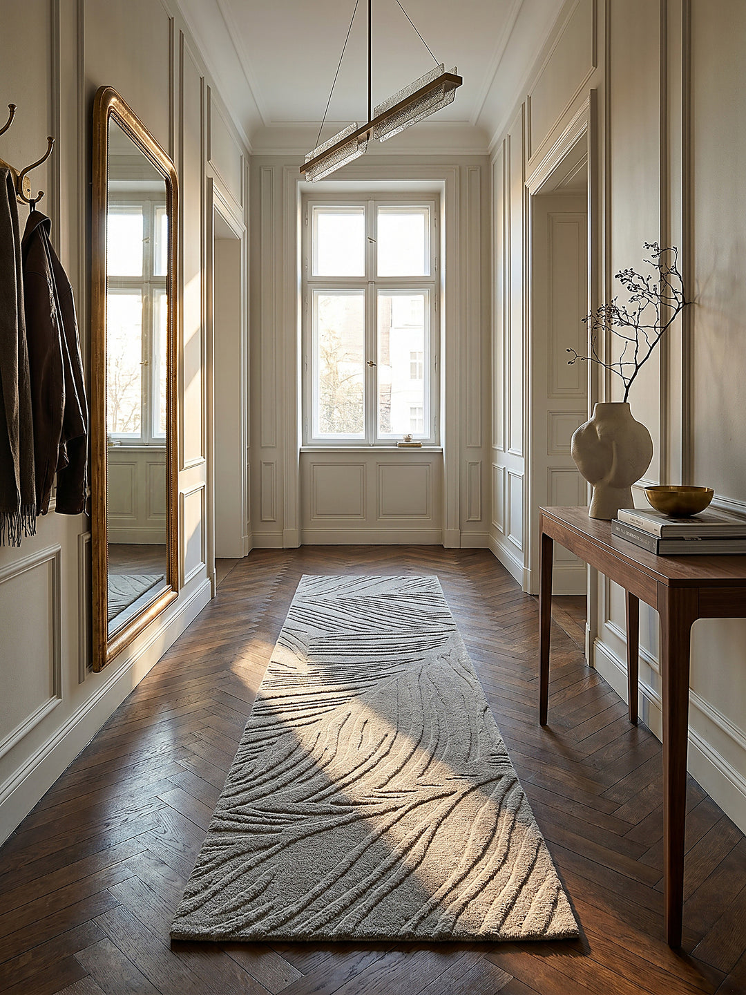 Teppich Grau Läufer im modernen Wohnzimmer_