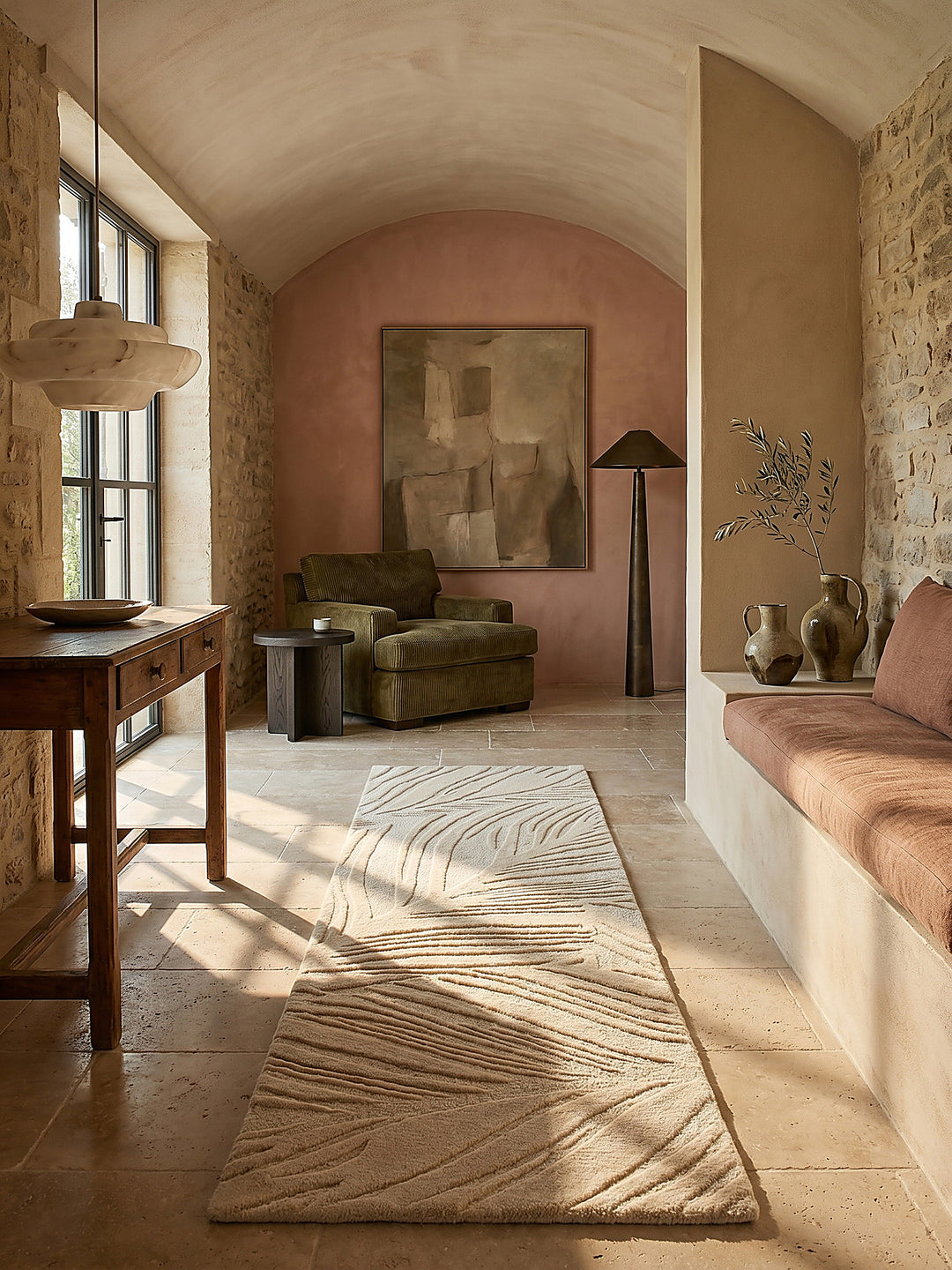 Teppich Beige Läufer im modernen Wohnzimmer_
