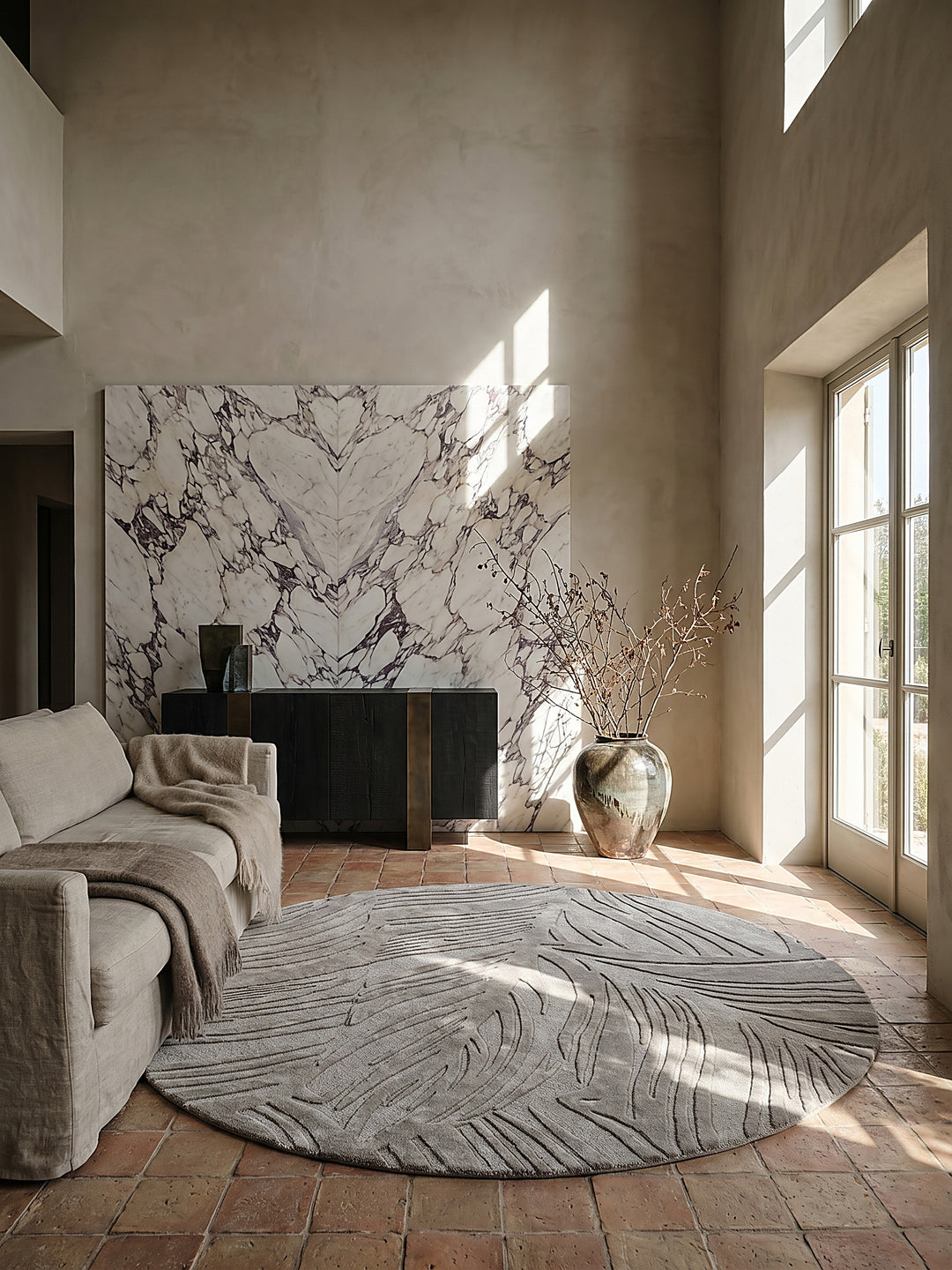 Teppich Grau rund Editorial Styling_