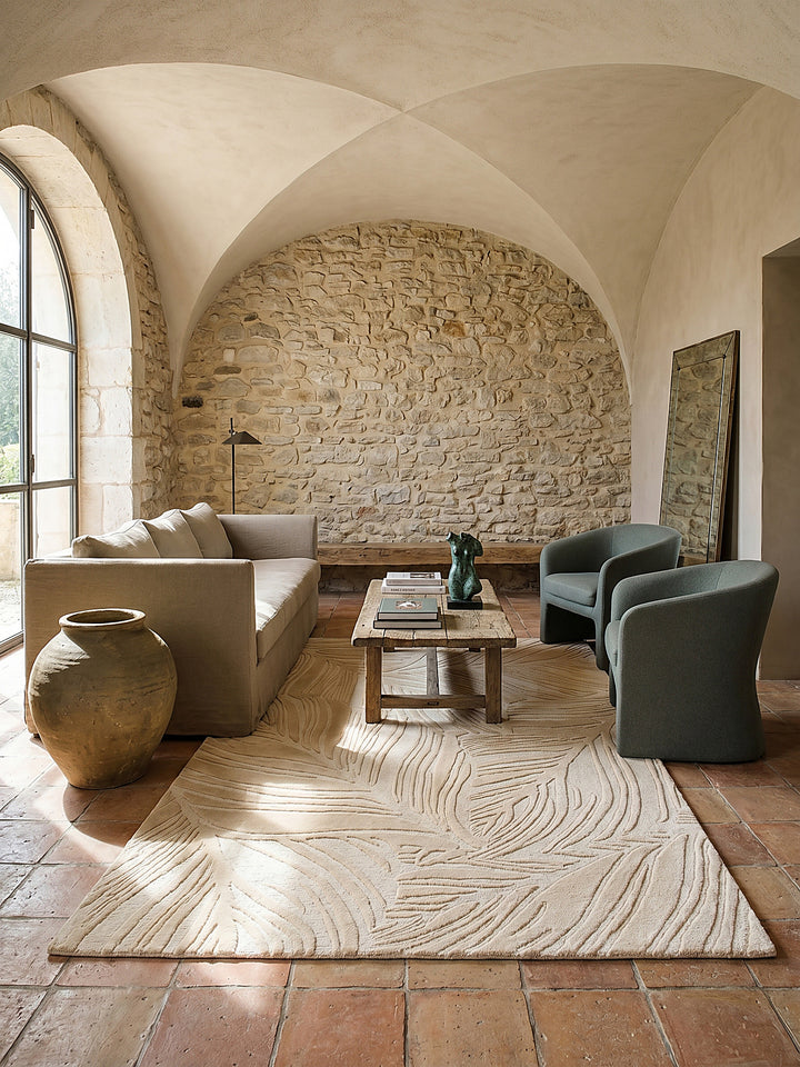 Teppich Beige rechteckig im modernen Wohnzimmer_