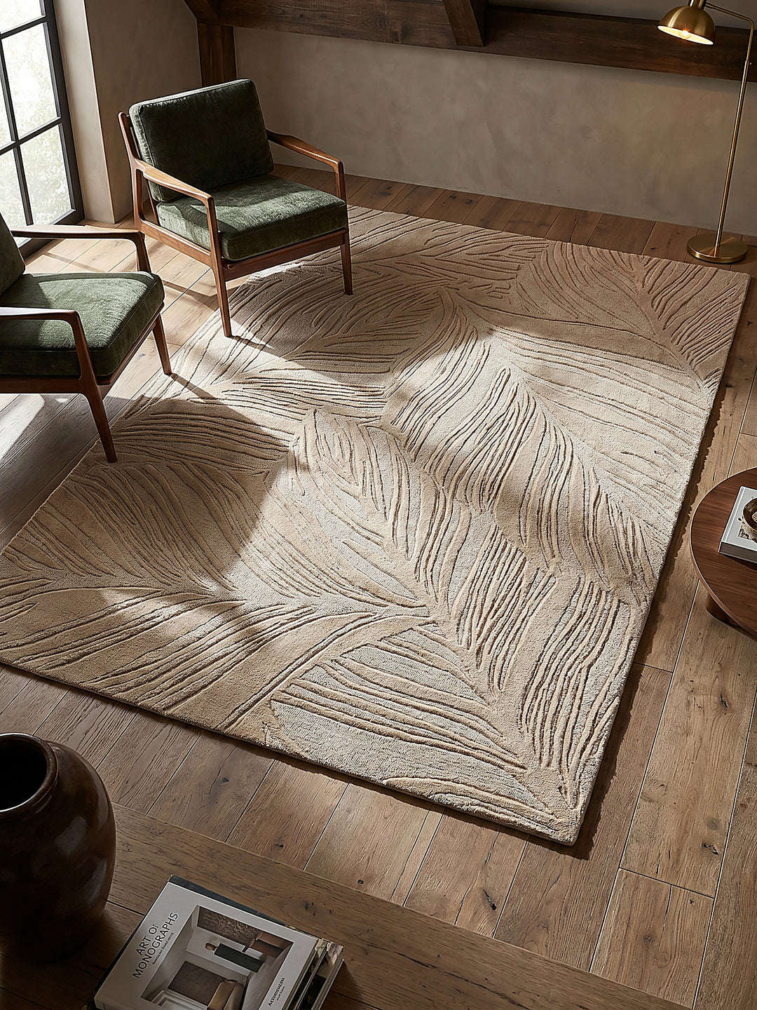 Teppich Beige rechteckig Draufsicht_