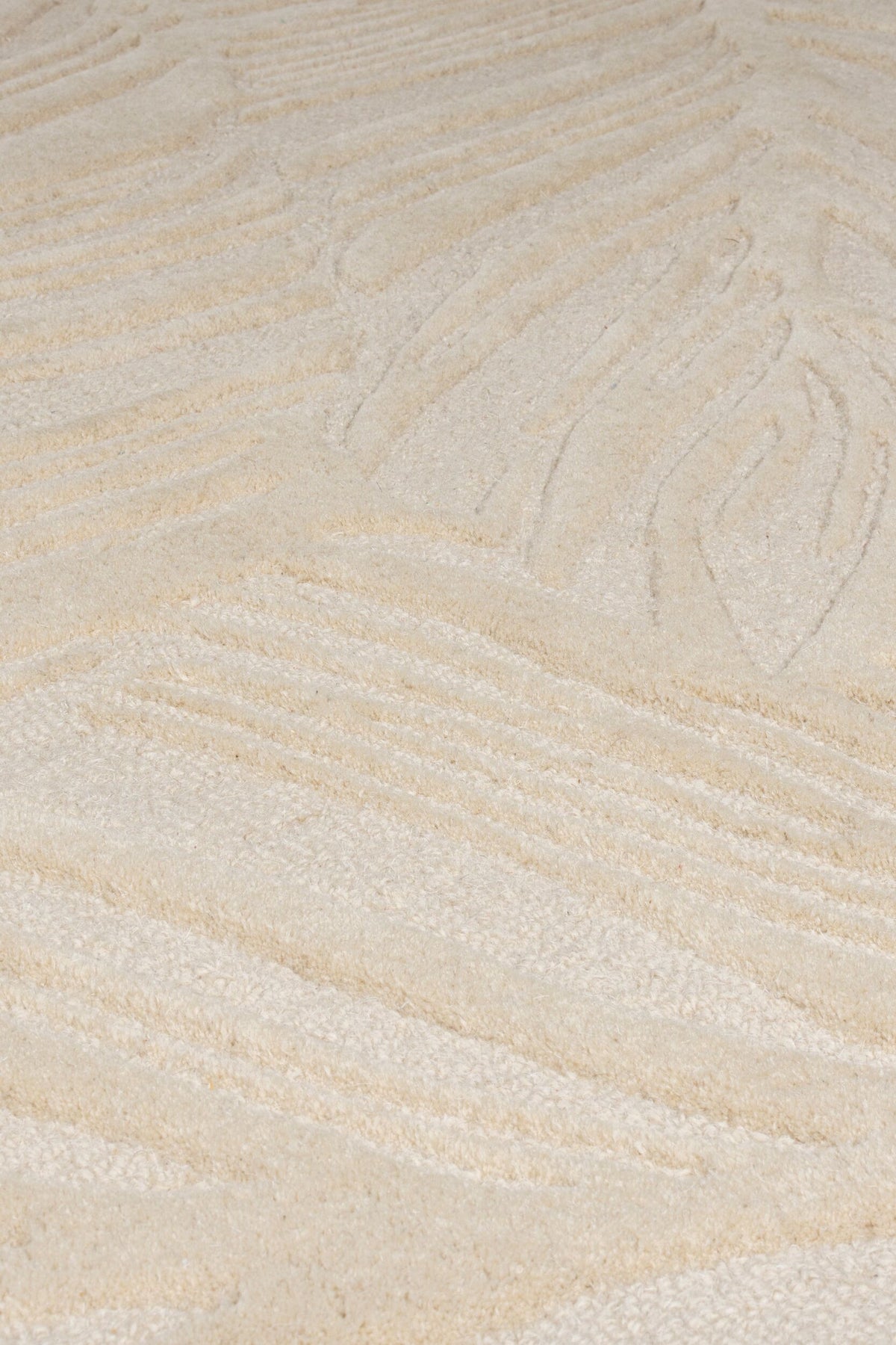 Handgetufteter Teppich aus 100% Wolle in beruhigenden Farben_Beige_Rechteckig_