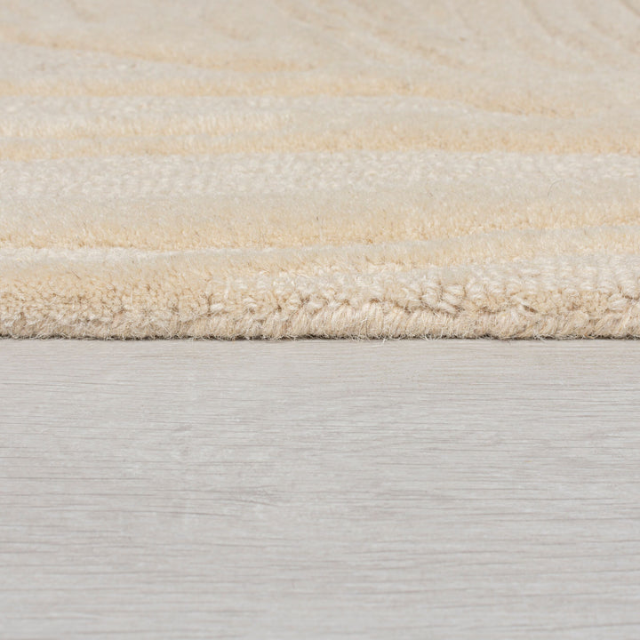 Wollteppich Blatt-Design - handgetuftet LEVEN LEE - Beige 160x160 cm_Rund_