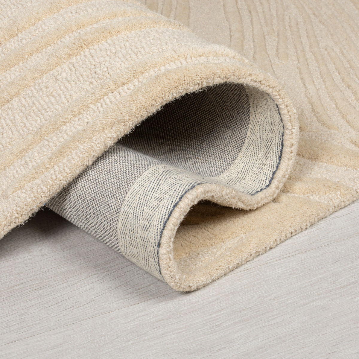 Wollteppich Blatt-Design - handgetuftet LEVEN LEE_Rund_