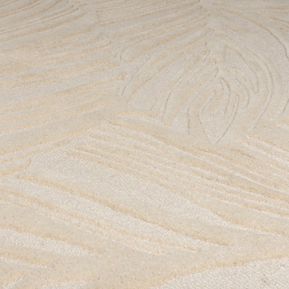 Handgetufteter Teppich aus 100% Wolle in beruhigenden Farben_Beige_Rund_