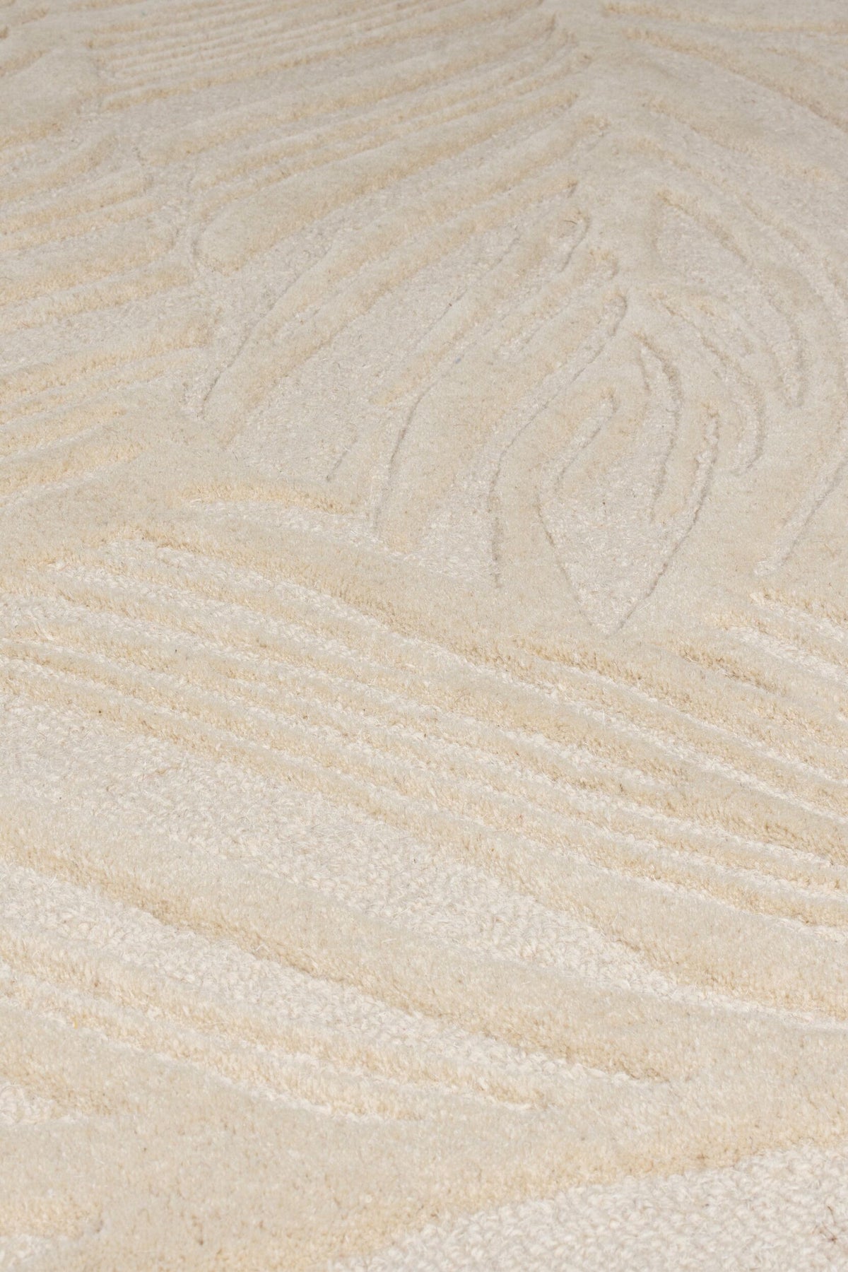 Handgetufteter Teppich aus 100% Wolle in beruhigenden Farben_Beige_Läufer_