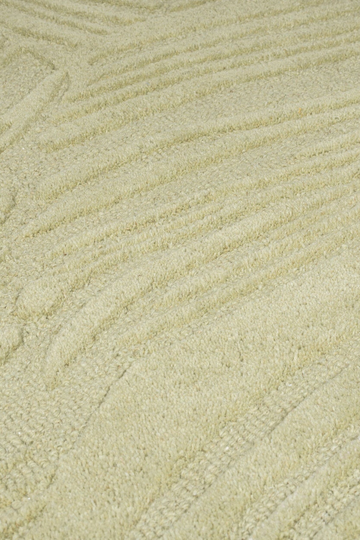 Handgetufteter Teppich aus 100% Wolle in beruhigenden Farben_Grün-Beige_Rechteckig_