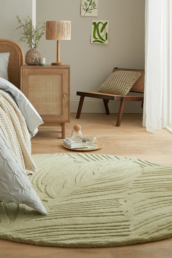 Handgetufteter Teppich_ 100% Wolle_ in Beruhigenden Farben_ Kollektion LEVEN LEE von Kadima Design_Grün-Beige_#sku_BARK503119373943#