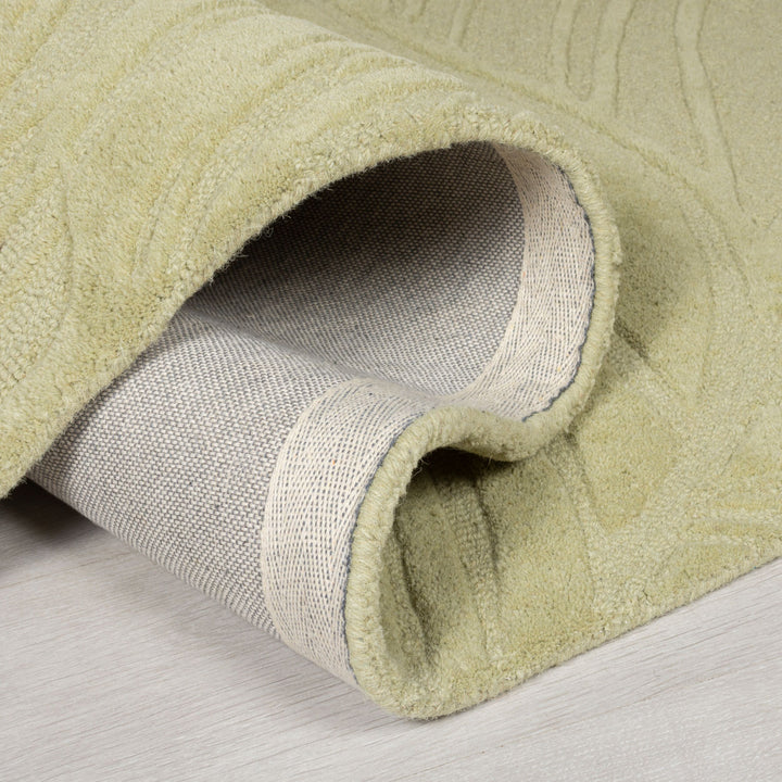 Handgetufteter Teppich_ 100% Wolle_ in Beruhigenden Farben_ Kollektion LEVEN LEE von Kadima Design_Grün-Beige_