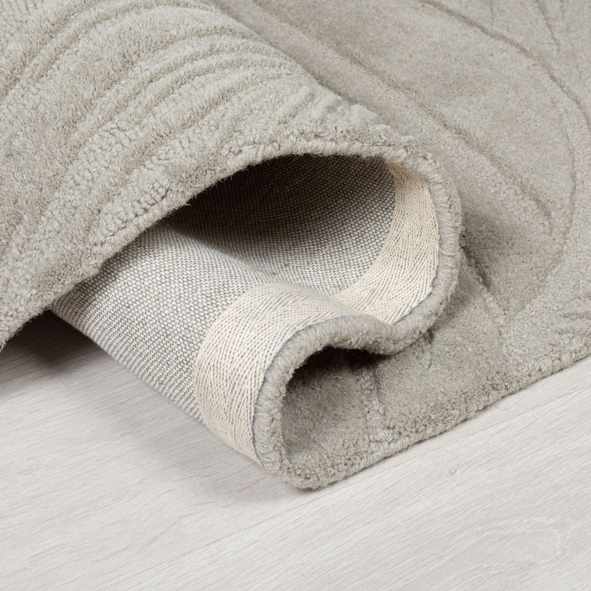 Wollteppich Blatt-Design - handgetuftet LEVEN LEE_Rund_