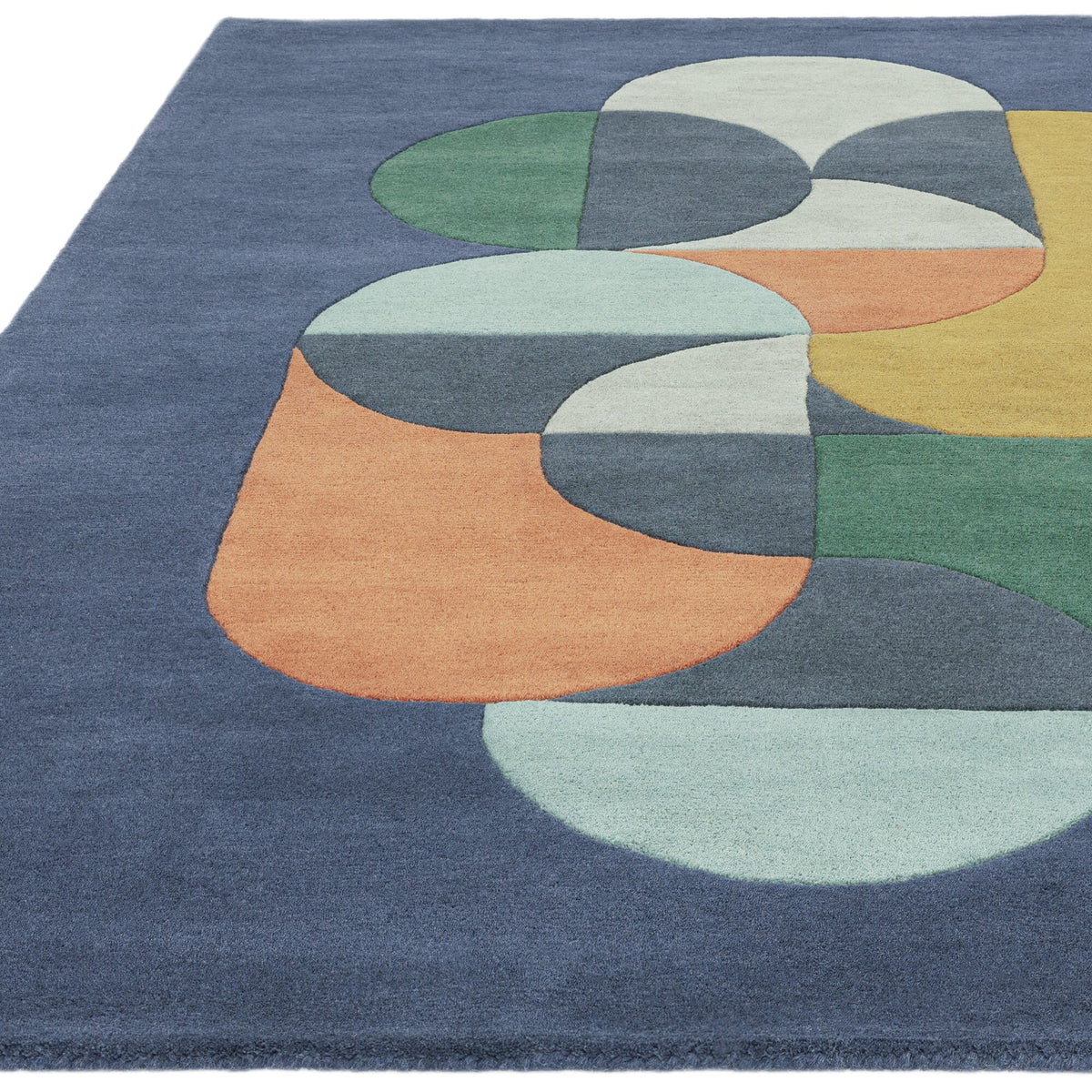 Dunkelblauer Designerteppich - 1-1cm Florhöhe - rutschfester Latexrücken - schallabsorbierend - perfekt für Büros - von Kadima Design