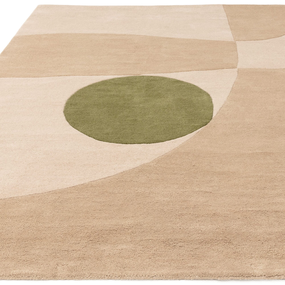 Designerteppich 120x170cm - Beige - Taupe und Grün - modernes abstraktes Muster - ideal für kleine Räume. Kadima Design.