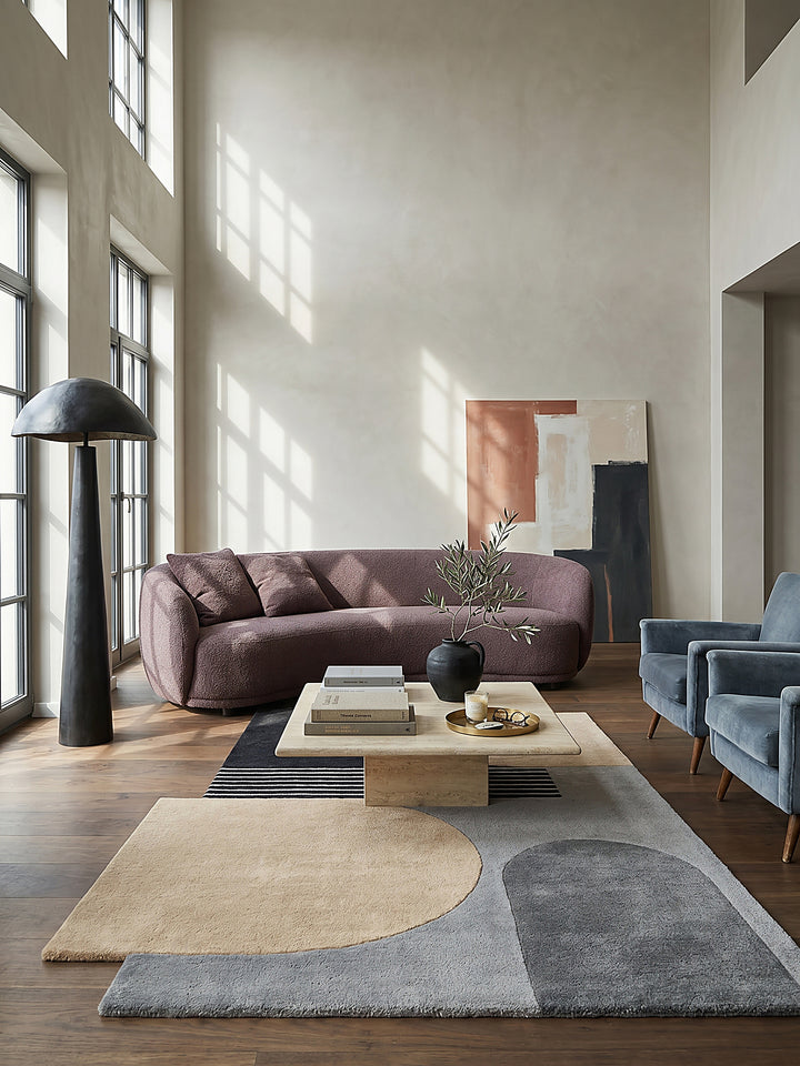 Teppich Grau rechteckig im modernen Wohnzimmer Einrichtungsidee_