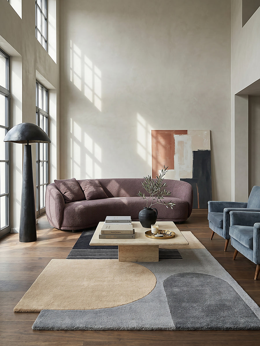 Teppich Grau rechteckig im modernen Wohnzimmer Einrichtungsidee_