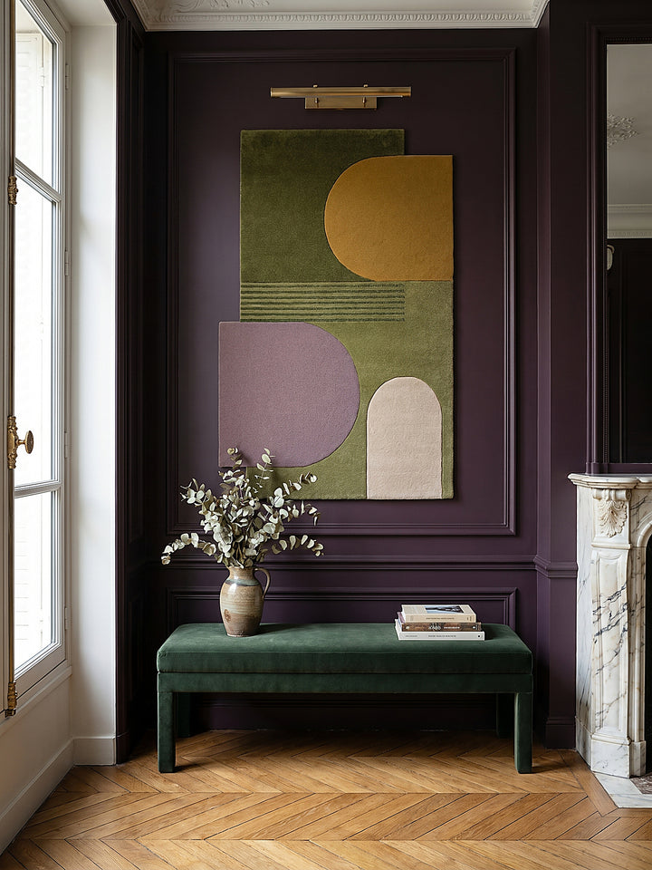 Teppich Grün rechteckig als Wandteppich Wanddekoration Textilkunst Interior Design_