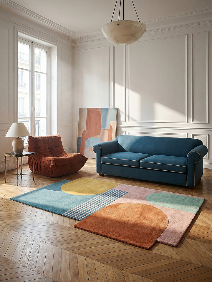Teppich Multi rechteckig im modernen Wohnzimmer Einrichtungsidee_