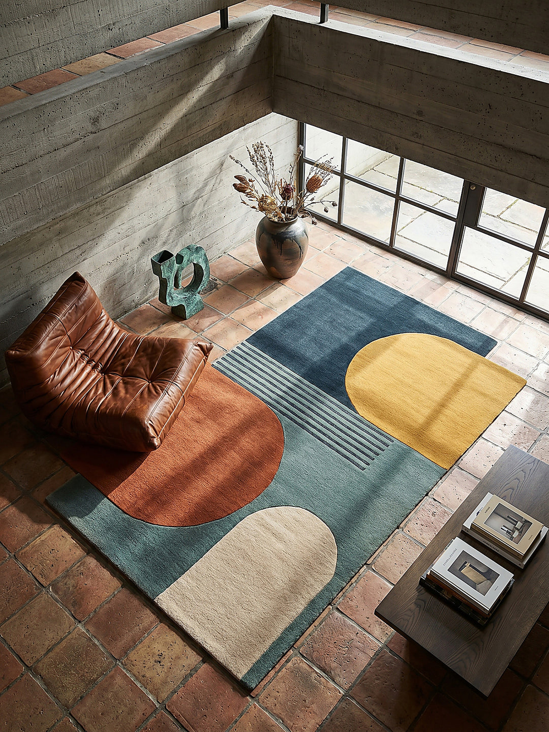 Teppich Türkis rechteckig Musteransicht von oben Designkollektion_