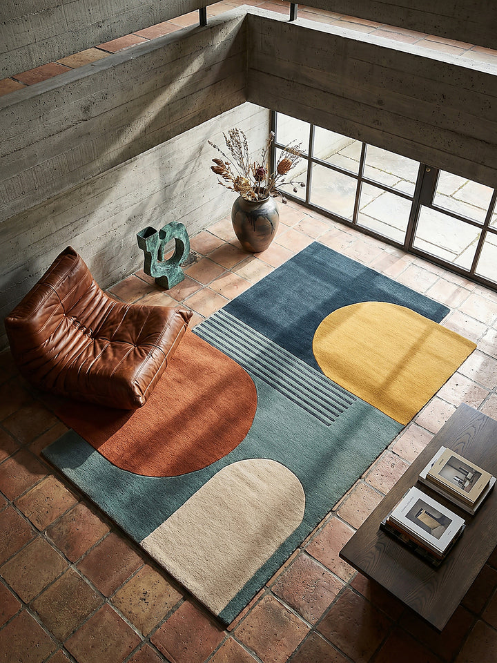 Teppich Türkis rechteckig Musteransicht von oben Designkollektion_