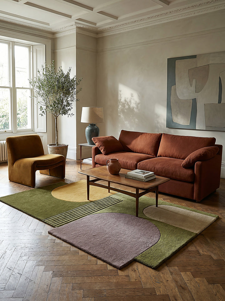 Teppich Grün rechteckig Musteransicht von oben Designkollektion_