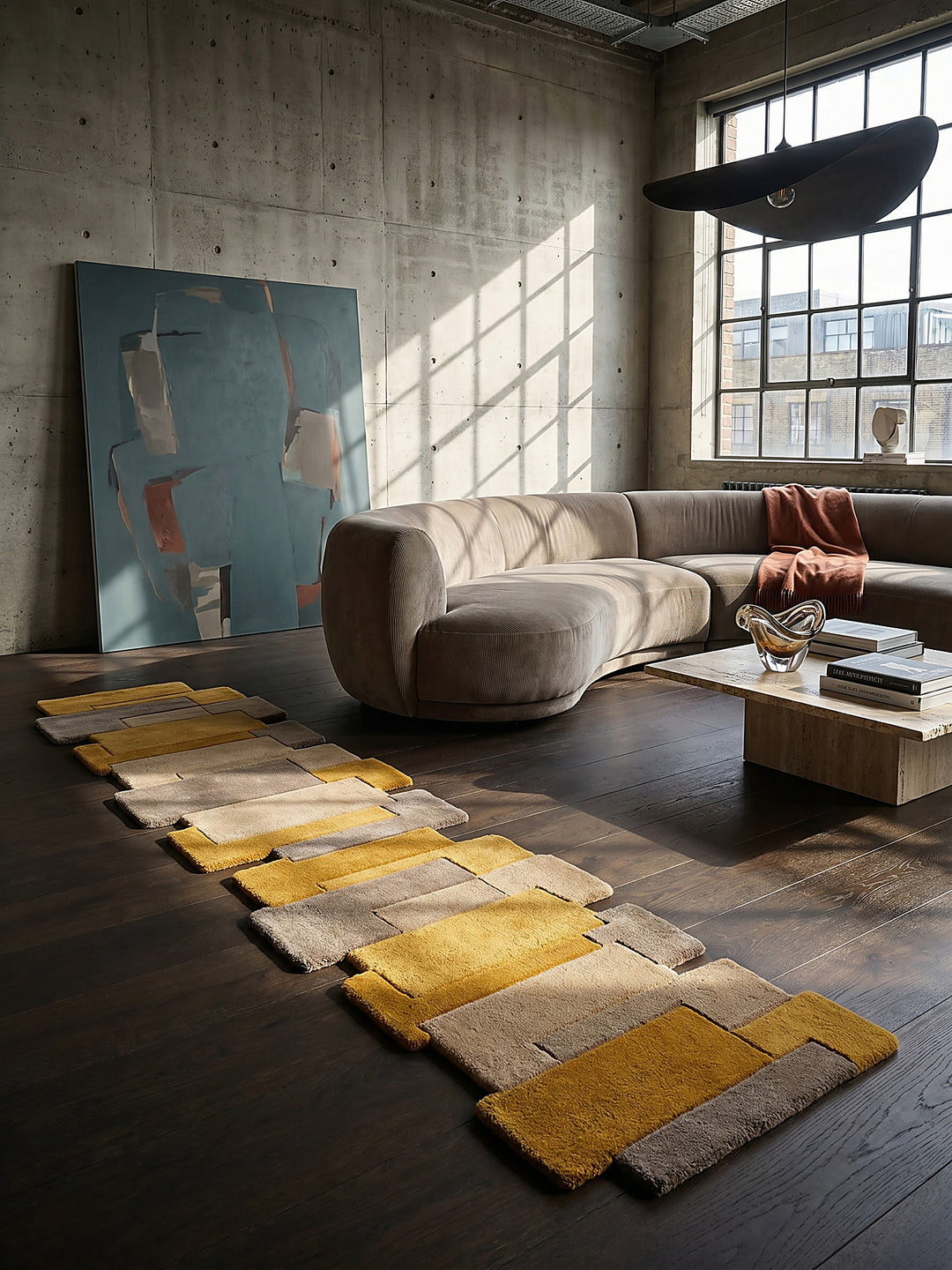 Teppich Senfgelb Läufer im modernen Wohnzimmer_