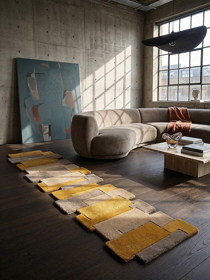 Teppich Senfgelb Läufer im modernen Wohnzimmer_
