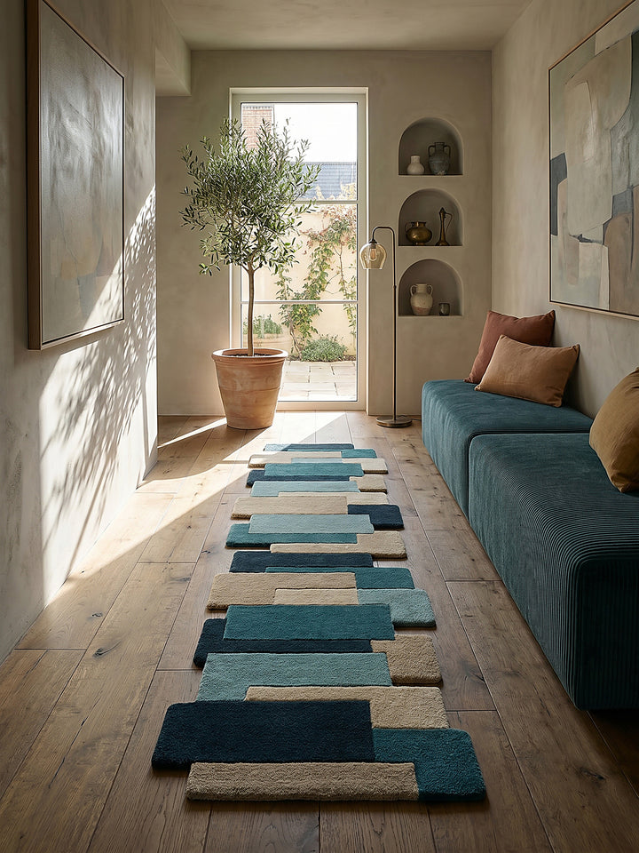 Teppich Türkis Läufer im modernen Wohnzimmer_