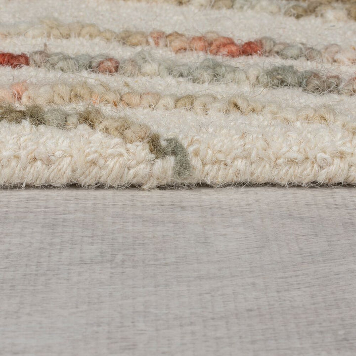 Wollteppich Abstrakt-Wirbel - handgetuftet - naturfarben HUMBER - Natur-Orange 80x150 cm_Rechteckig_