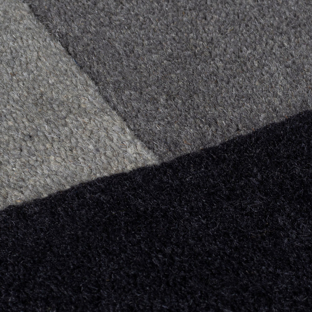 Wollteppich handgetuftet - geometrisch - rutschfest - Teppich Wolle_Grau-Beige_Rechteckig_