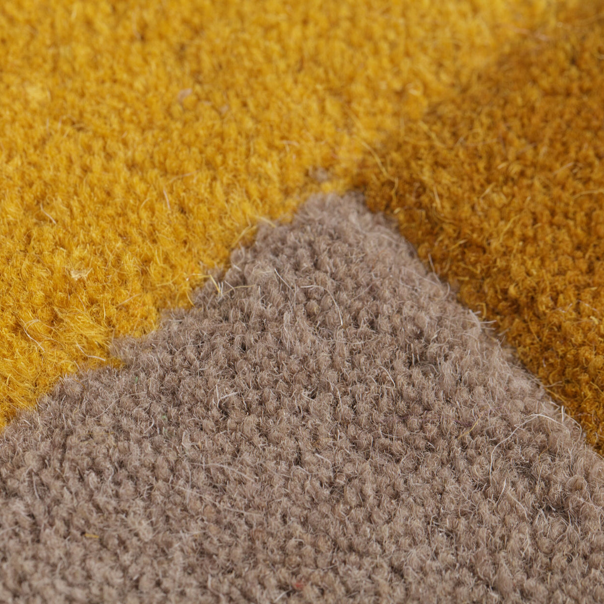 Wollteppich handgetuftet - geometrisch - rutschfest - Teppich Wolle_Senfgelb_Rechteckig_