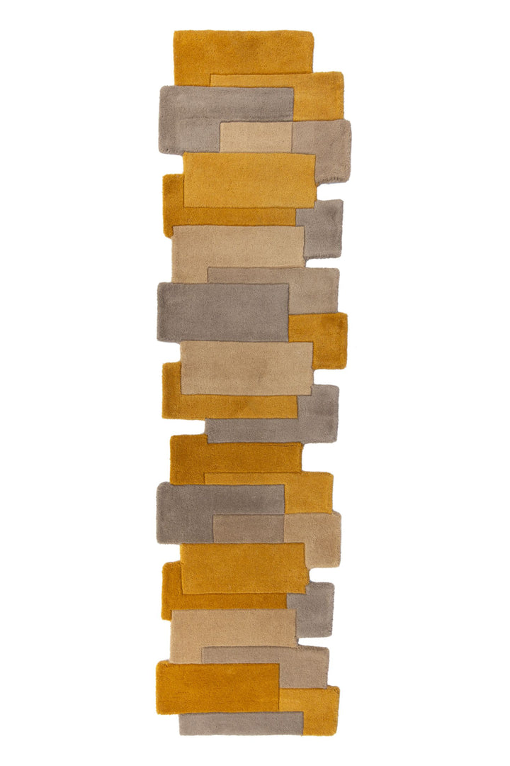 Handgetufteter Wollteppich THAMES EVA von Kadima Design - Geometrisch und Modern_Senfgelb_#sku_BARK503119368342#