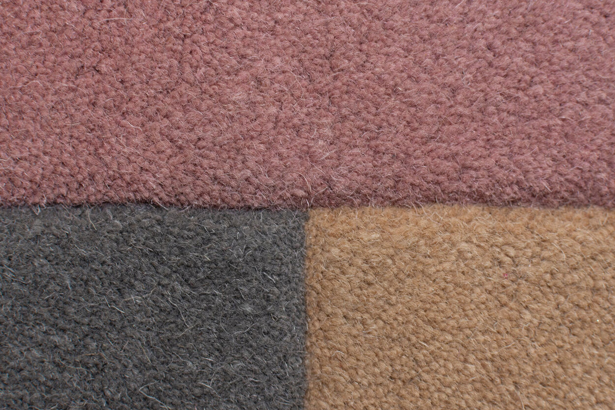 Wollteppich Geometrisch-Design - handgetuftet THAMES EVA - Grau-Rosa 120x180 cm_Rechteckig_