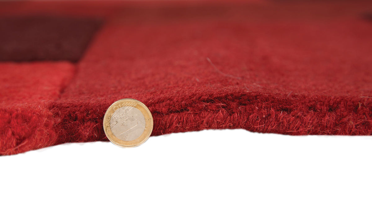 Wollteppich Geometrisch-Design - handgetuftet THAMES EVA - Rot 90x150 cm_Rechteckig_