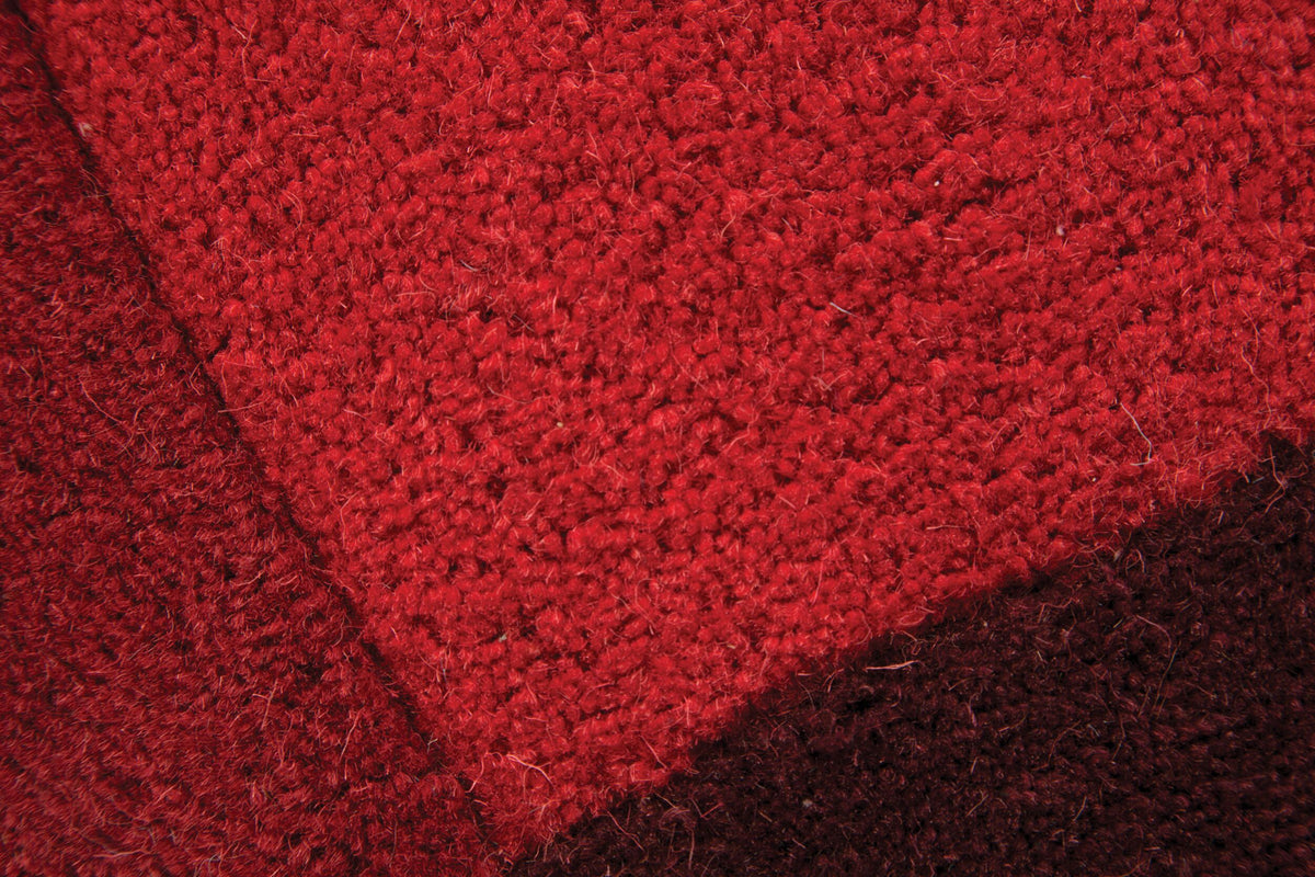 Wollteppich handgetuftet - geometrisch - rutschfest - Teppich Wolle_Rot_Rechteckig_