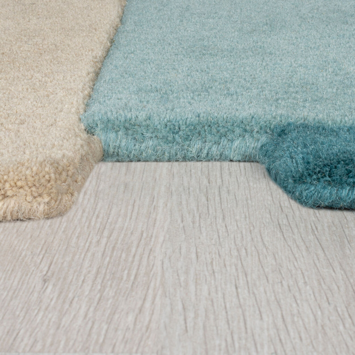 Wollteppich Geometrisch-Design - handgetuftet THAMES EVA - Türkis 120x180 cm_Rechteckig_