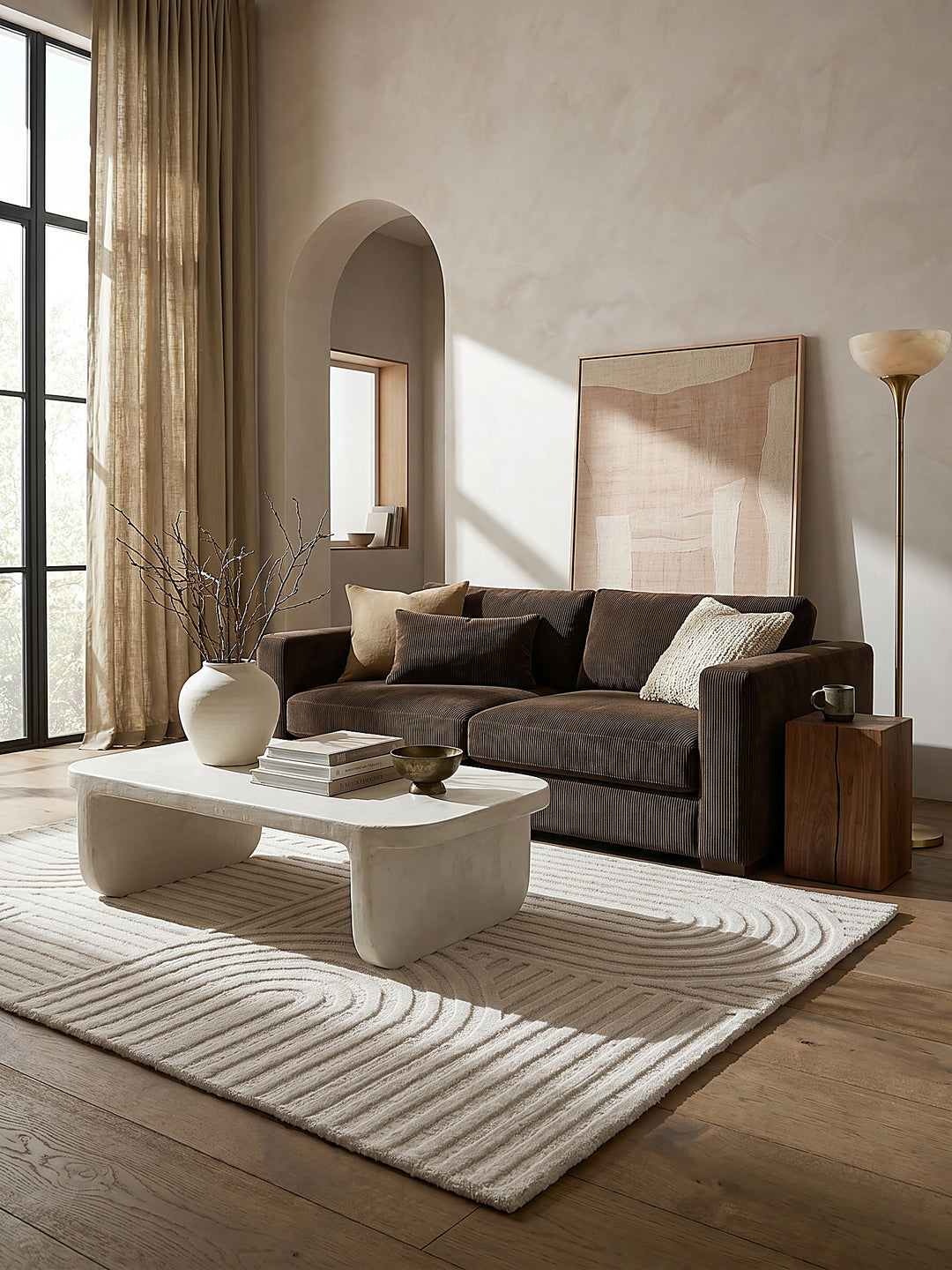 Teppich Elfenbein rechteckig im modernen Wohnzimmer_