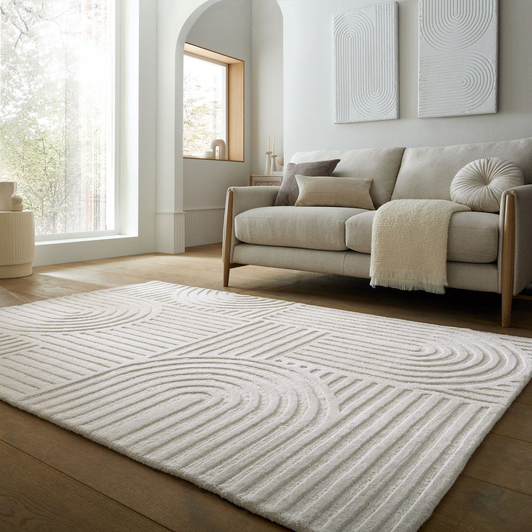 Teppich Elfenbein rechteckig Wool Wohnzimmer Schlafzimmer Flur LEVEN_