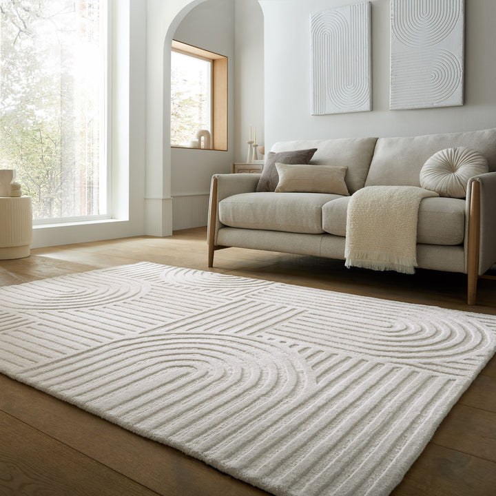Teppich Elfenbein rechteckig Wool Wohnzimmer Schlafzimmer Flur LEVEN_