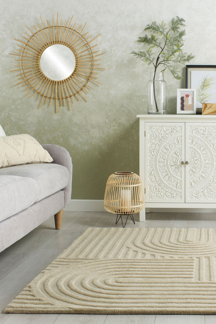 Handgetufteter Wollteppich in Pastellfarben LEVEN BLAKE von Kadima Design _Beige_