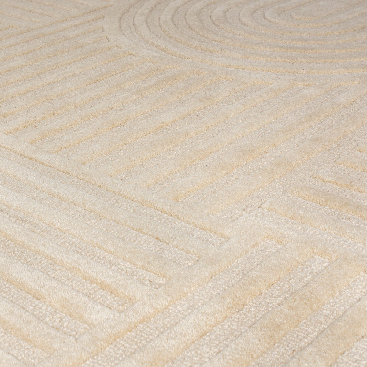 Handgetufteter Wollteppich in Pastellfarben_Beige_Rechteckig_