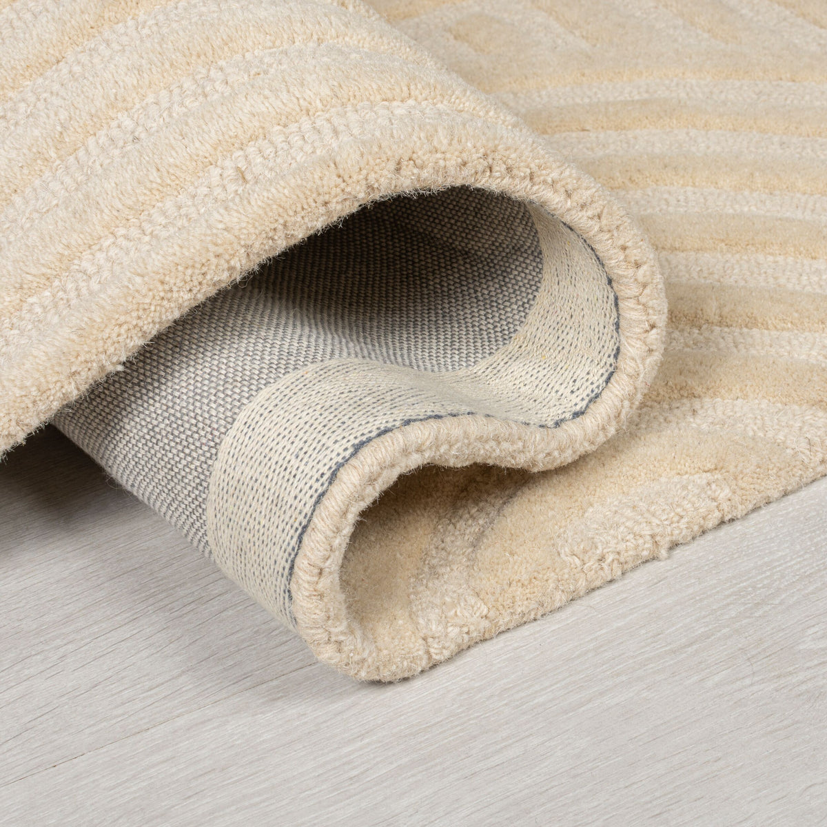 Handgetufteter Wollteppich in Pastellfarben_Beige_Rechteckig_