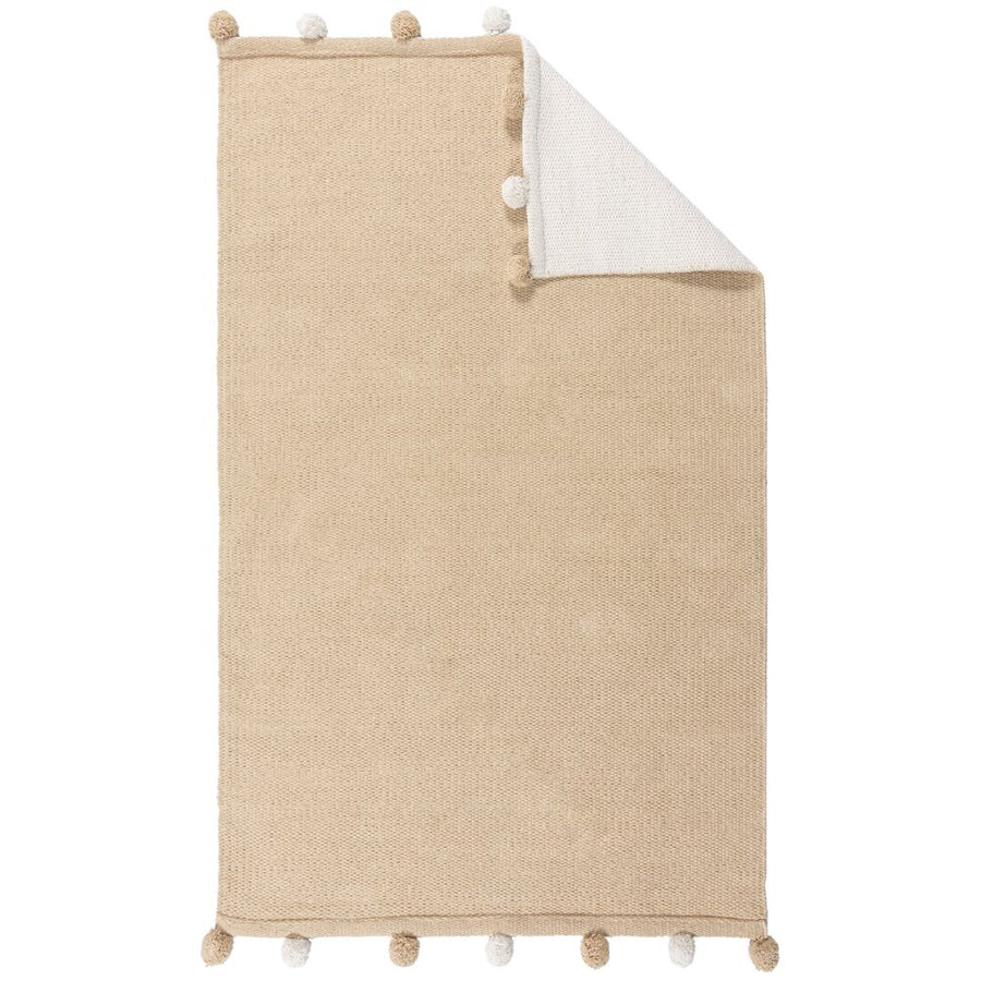 Handgewebter_ Wendbarer Kinderzimmer-Teppich aus 100% Baumwolle mit Pom-Pom-Bordüre - COLNE Kollektion von Kadima Design_Beige_