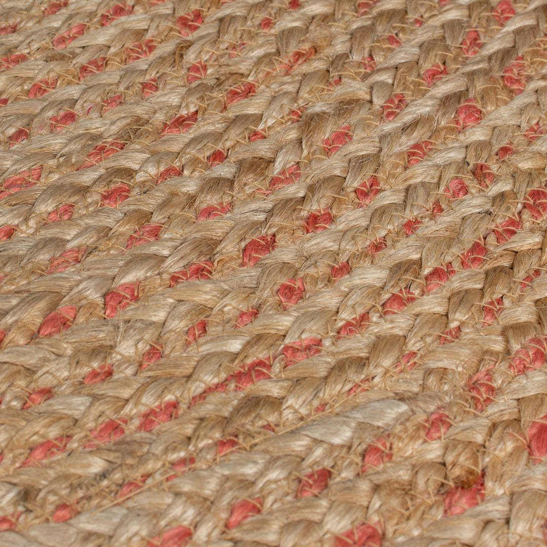 Handgewebter Jute-Teppich in Naturtönen_Braun-Rosa_Rund_