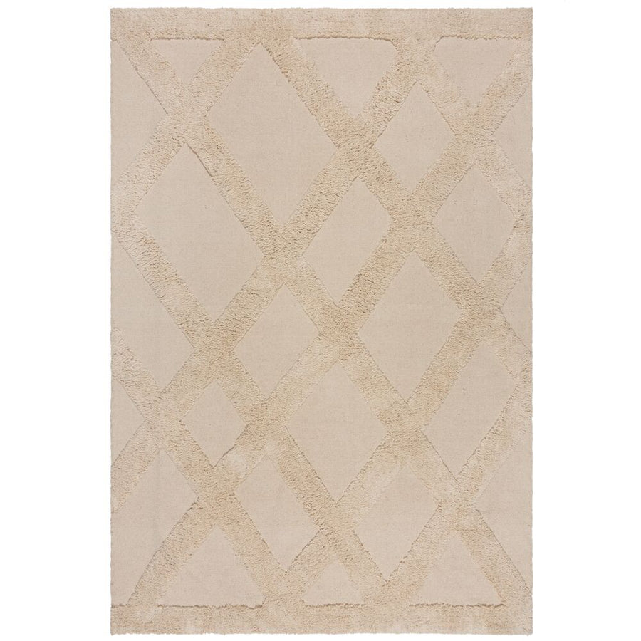 Baumwollteppich Diamant-Design - Naturfarben - handgewebt SILT_Rechteckig_